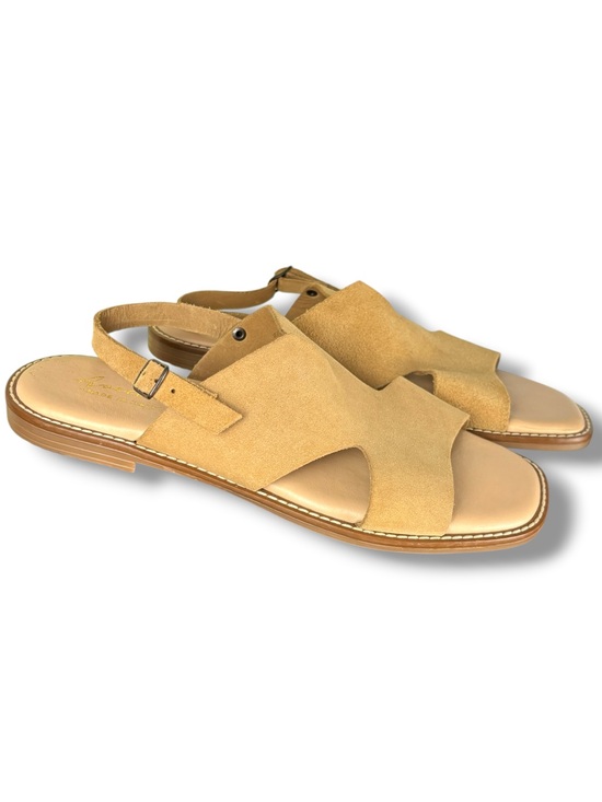Avellini Shoes - Avellini Italy Tan Suede Slingback Flat Sandals Leather Buckle Size 9.5